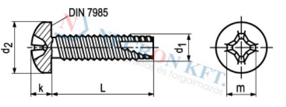 Phillips cross recessed pan head thread cutting screws type 2 1023