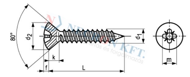 Pozi oval countersunk head tapping screws form Z, with cone end type C 11801