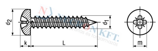 Pozi pan head tapping screws form Z, with cone end type C 13259