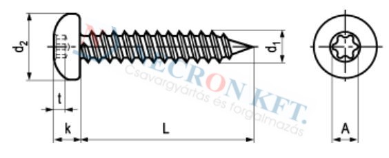 Hexalobular pan head tapping screws with gimlet point 13274