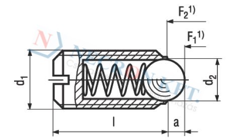 Spring plungers with ball and slot normal spring pressure, ball hardened, spring off stainless steel 13363