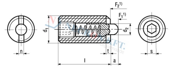 Spring plungers, with bolt and hexagon socket, normal spring pressure 13369