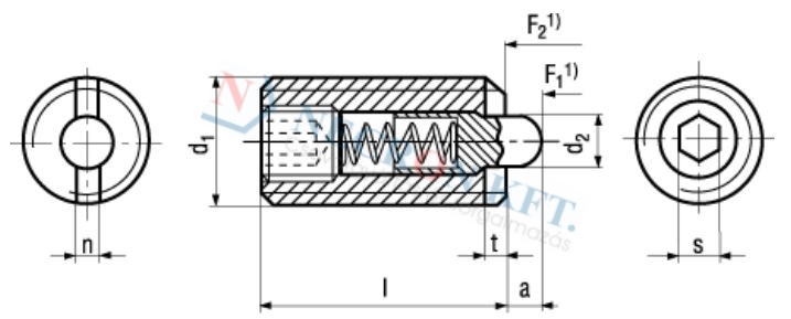 Spring plungers, with bolt and hexagon socket, normal spring pressure, Bolt from stainless steel 13374