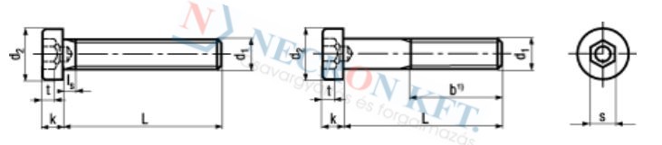 Hexagon socket head cap screws, low head, with centre 1350