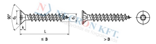 Hexalobular (6 Lobe) socket flat countersunk head chipboard screws T-STAR plus, fully threaded 14073