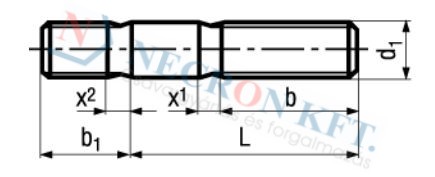 Stud bolts tap end without interference fit, length 2 d 1445