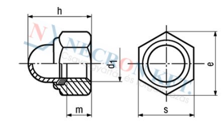 Prevailing torque type hex domed cap nuts with polyamide insert 167