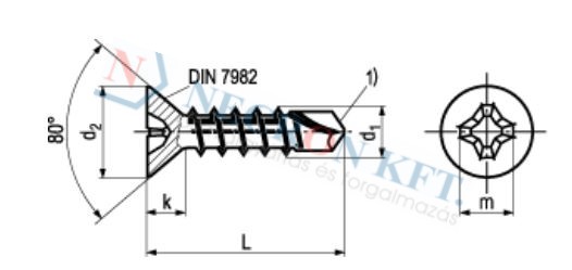 Phillips cross recessed flat head self-drilling screws 1879