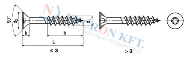 Hexalobular (6 Lobe) socket flat countersunk head chipboard screws T-STAR plus, partially threaded 50035