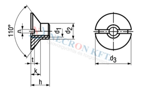 Slotted flat countersunk nuts 110° 224