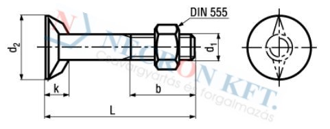 Flat head bolts with double fins with hexagon nut 251