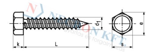 Hex head tapping screws with cone end type C 2707