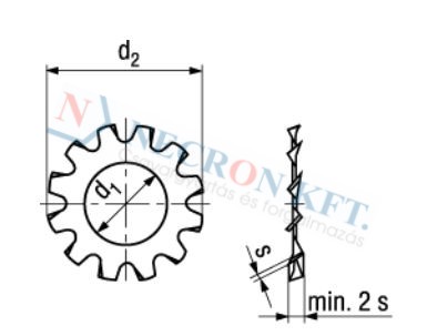 External tooth lock washers type A 2842