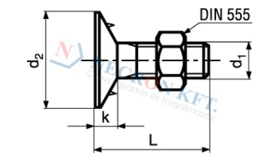 Elevator bucket bolts with hex nut, type 23 A 290