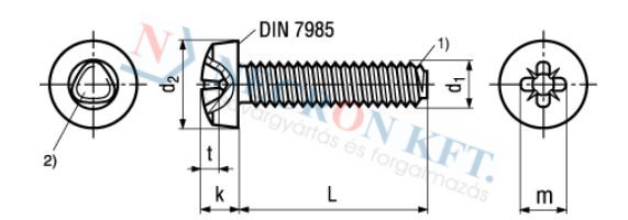 Pozi pan head thread forming screws type C, form Z, metric thread 4908