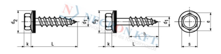 Building screws with cone end partially / fully threaded, with sealing washer 53