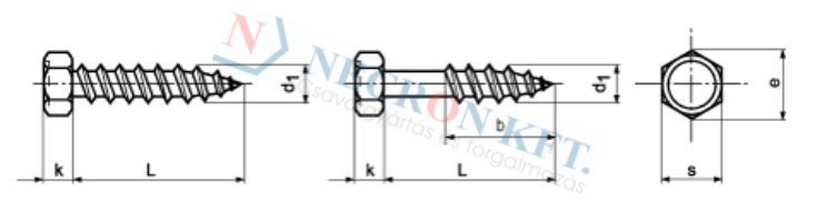 Building screws with cone end partially / fully threaded, without sealing washer 6027