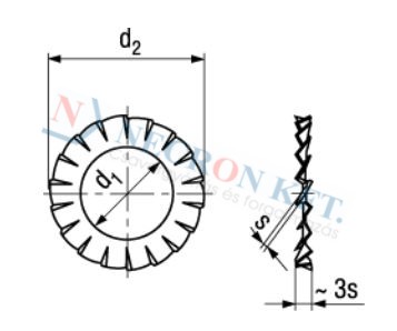 Serrated lock washers type A, external serrations 675