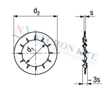 Serrated lock washers type J, internal serrations 676