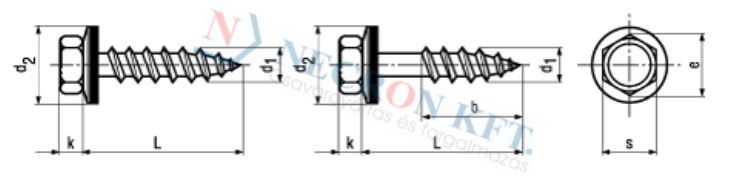 Building screws with cone end partially / fully threaded, with sealing washer 68