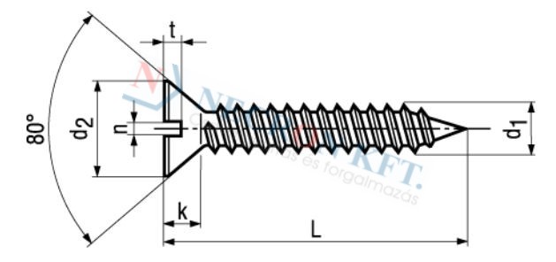 Slotted flat countersunk head tapping screws with cone end type C 693