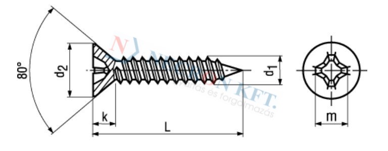 Phillips cross recessed flat head tapping screws 696