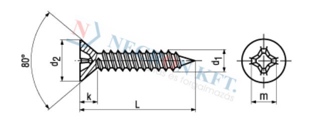 Phillips cross recessed flat head tapping screws 995